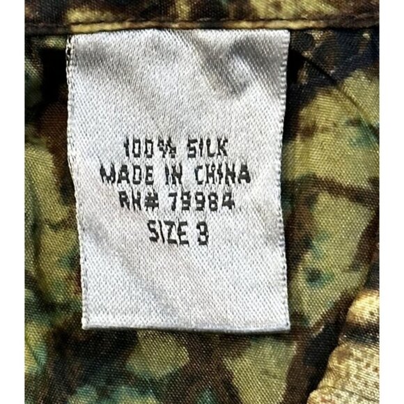 Chicos Silk Boho Button-Up Blouse Green Teal Brown Floral XL Artsy Comfort Loose - Picture 12 of 14